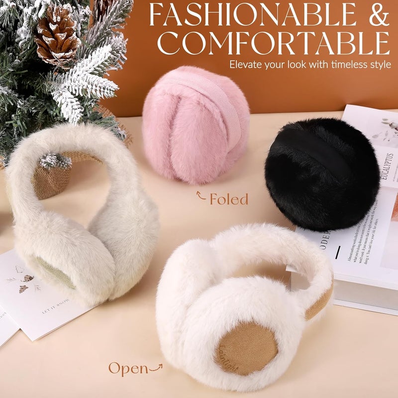 Lainlight Store Ear Muffs for Winter Women Faux Fur Warm Earmuffs Foldable Cute Fuzzy Ear Warmers - Image 4